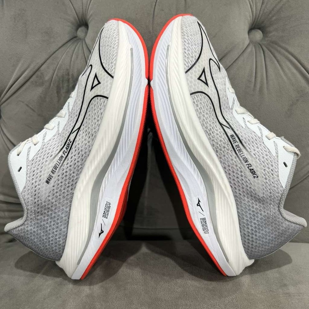 Mizuno Wave Rebellion Flash 2 Running Shoe Men 8.5 White Harbor Mist Athletic - Picture 4 of 14